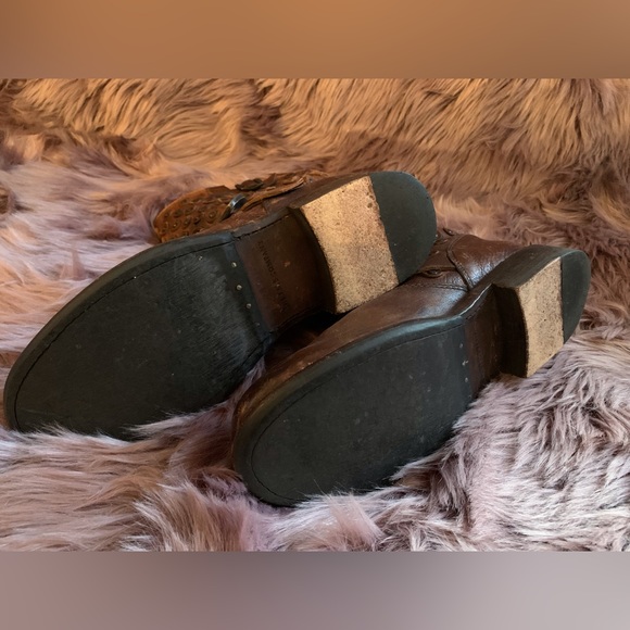 Frye Short Leather Moto Boots Size 7 - Brown - Picture 3 of 5